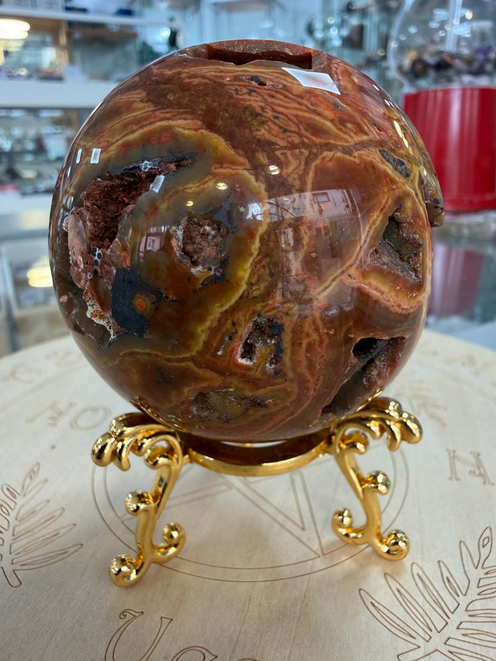 Orbicular Ocean Jasper Sphere - Image 2