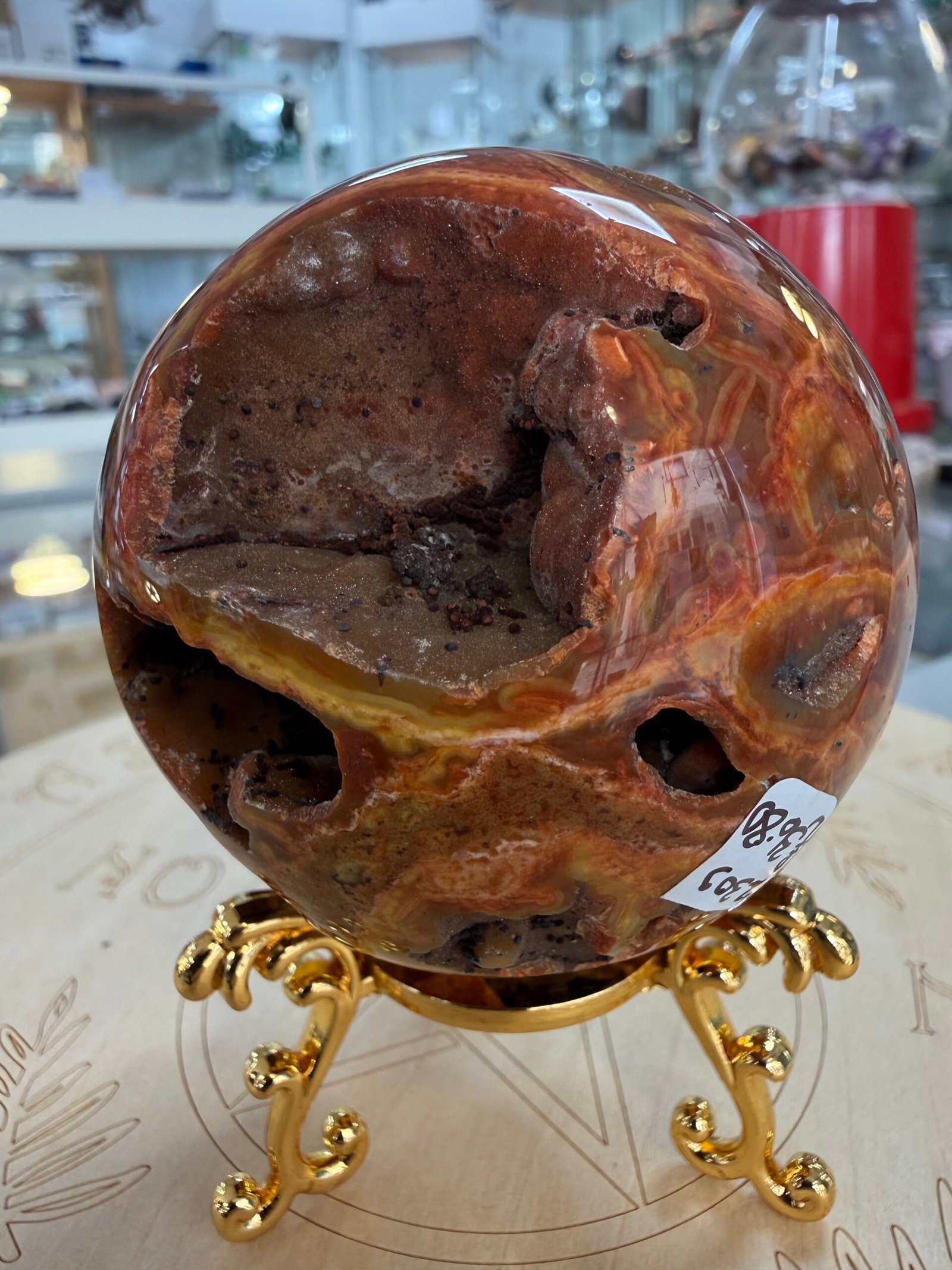 Orbicular Ocean Jasper Sphere - Image 4
