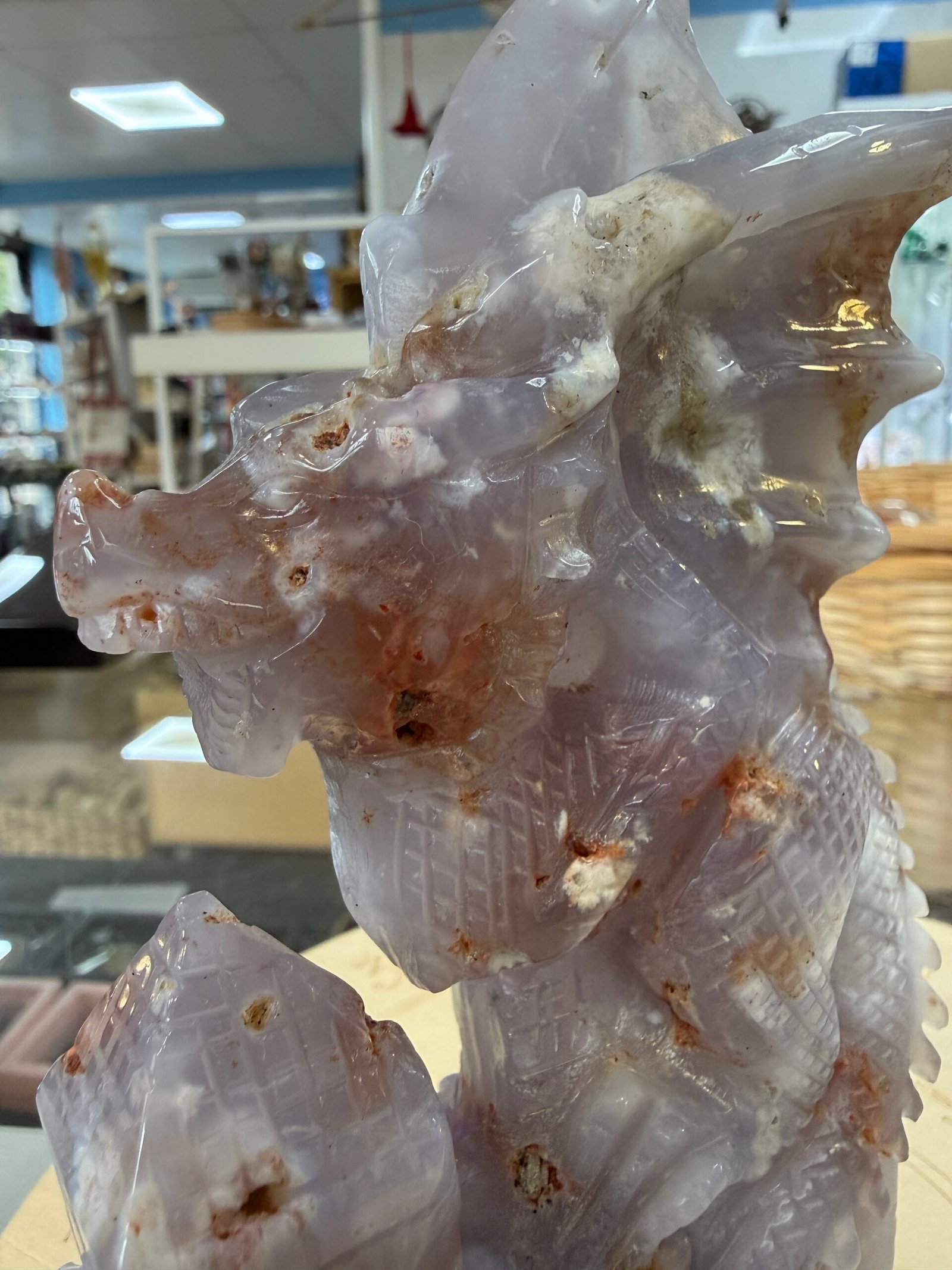 Flower Agate Dragon Carving - Image 4