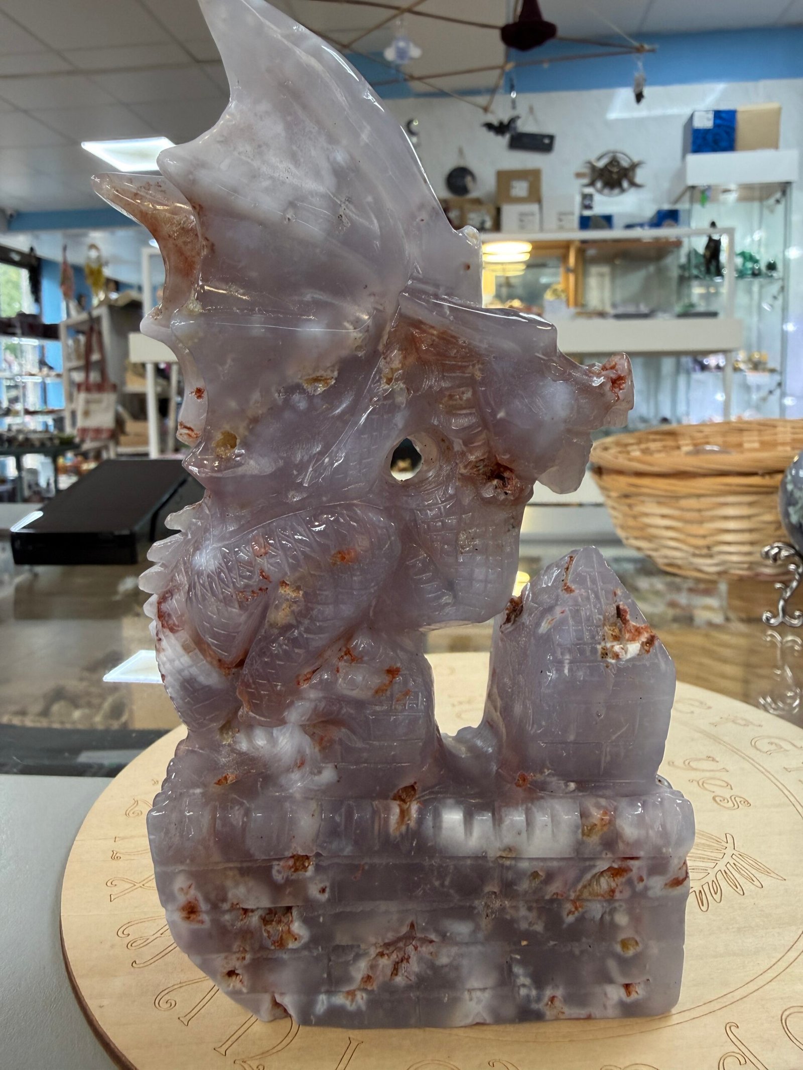 Flower Agate Dragon Carving - Image 6