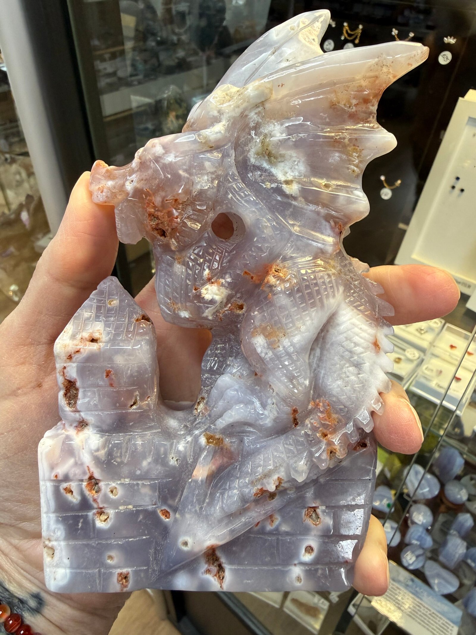 Flower Agate Dragon Carving - Image 8