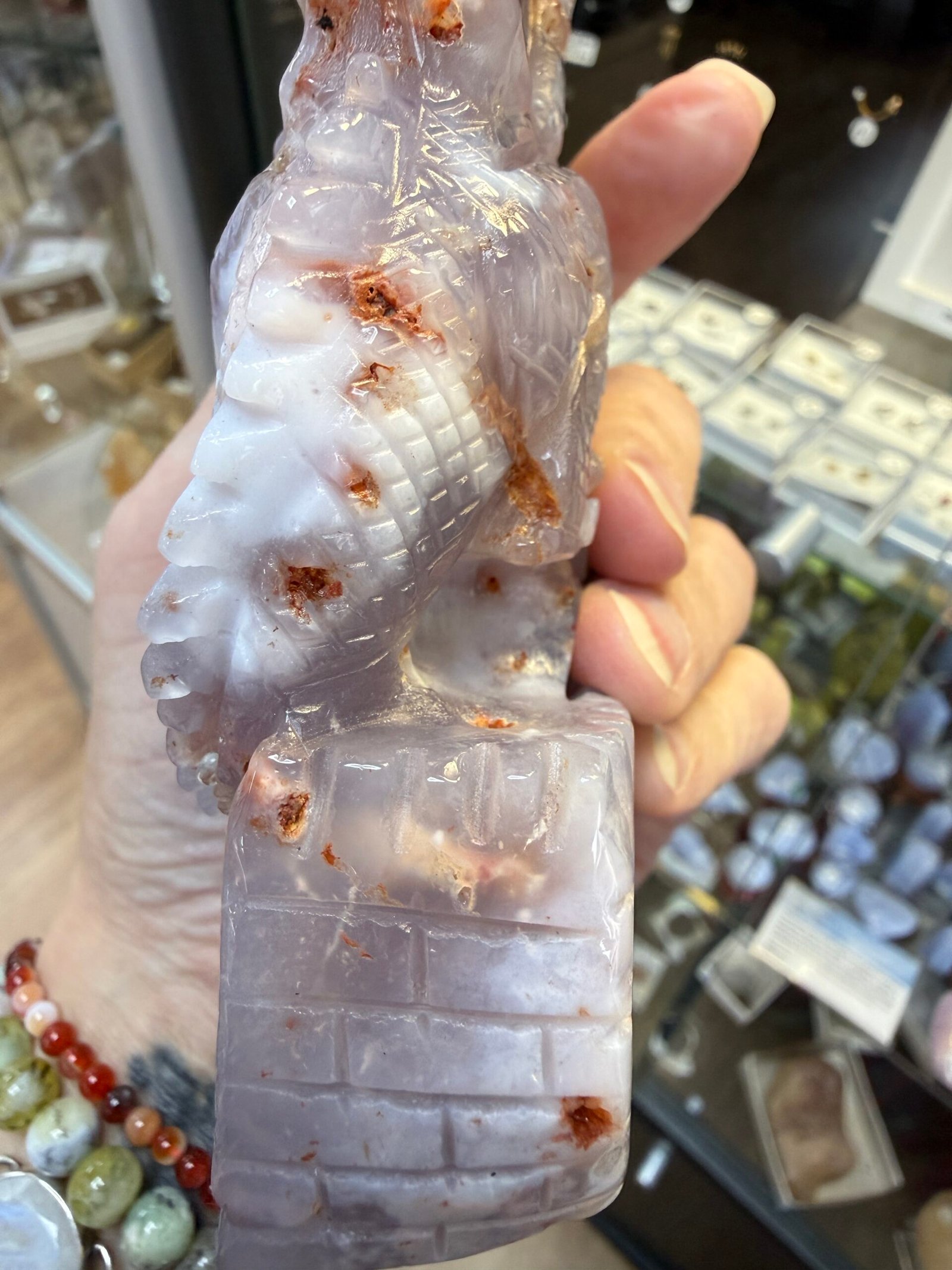 Flower Agate Dragon Carving - Image 10