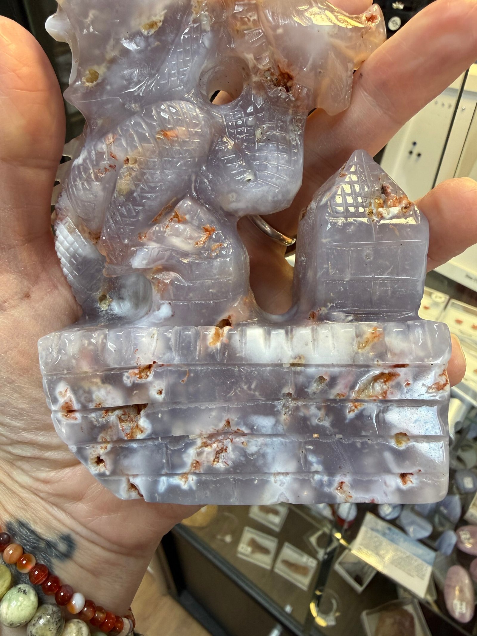 Flower Agate Dragon Carving - Image 11