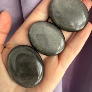 Silver Obsidian Palm Stone