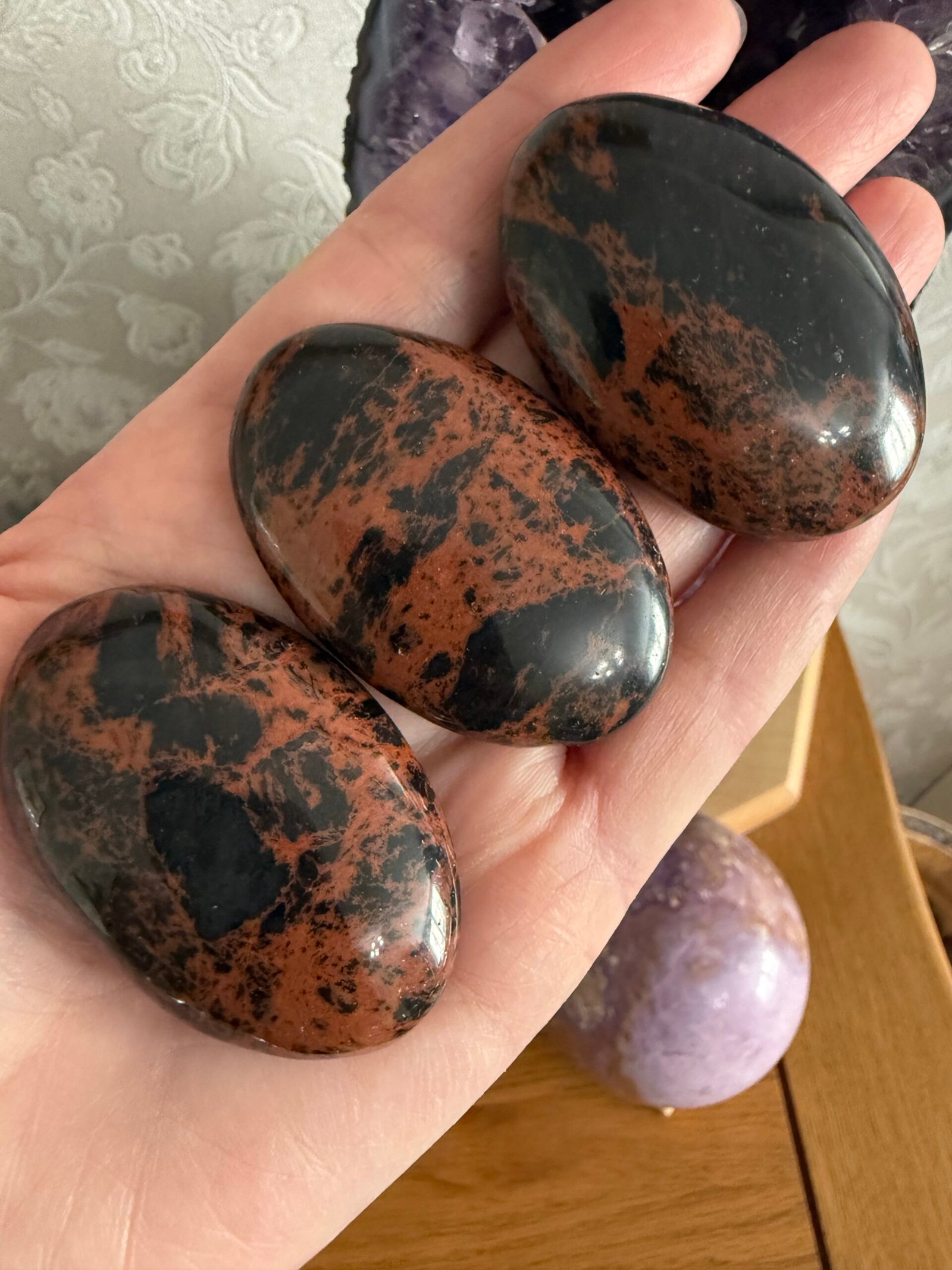 Mahogany Obsidian Palm Stone