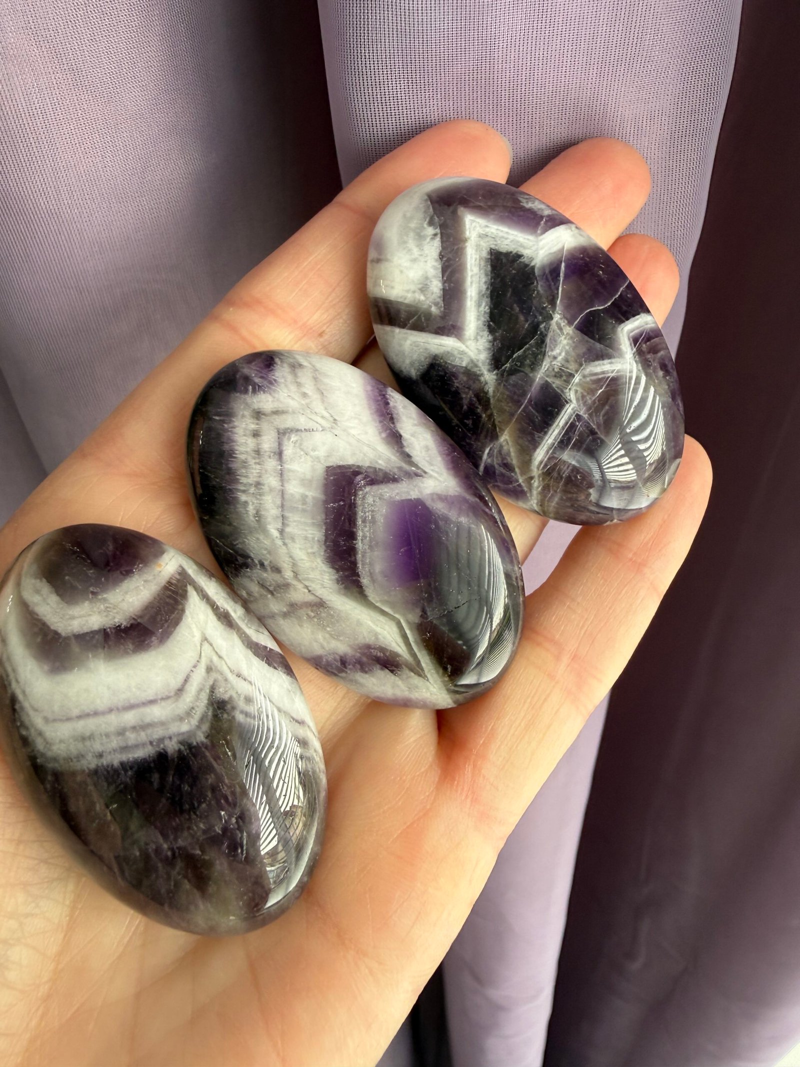 Chevron Amethyst Palm Stone
