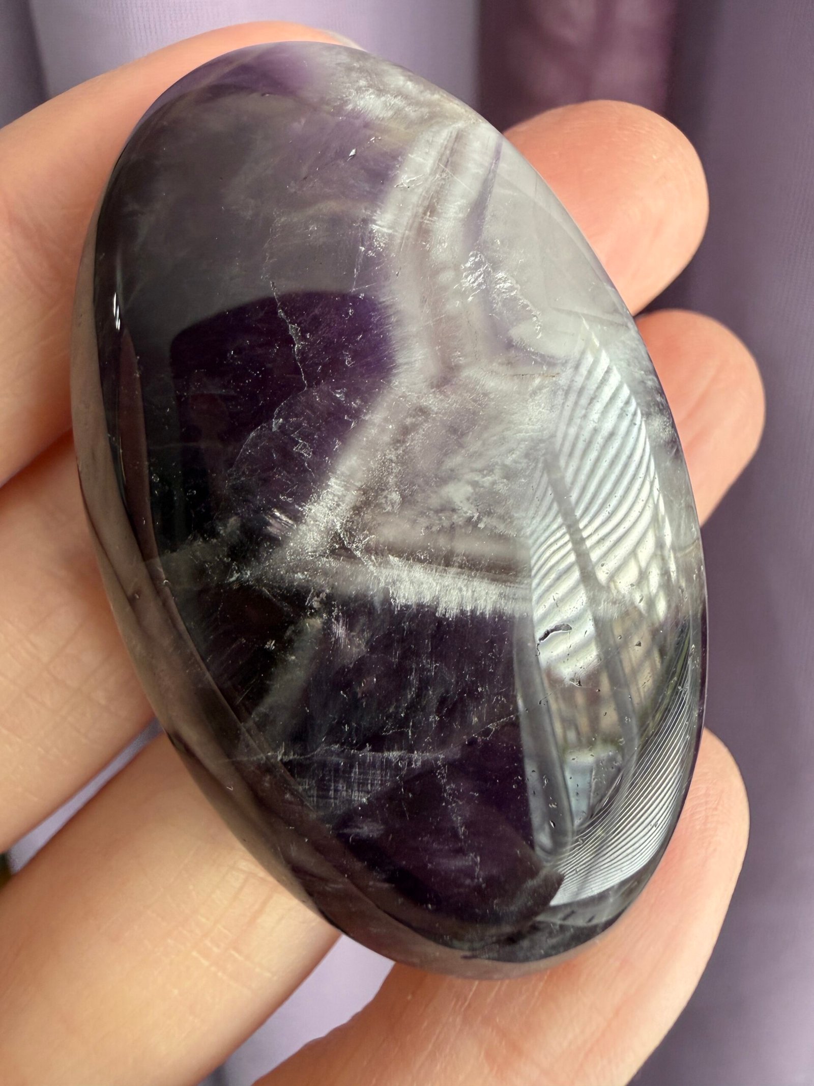 Chevron Amethyst Palm Stone - Image 3