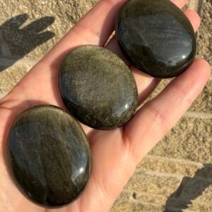 Gold Sheen Obsidian Palm Stone