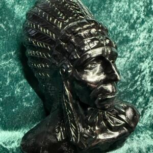 Black Obsidian Native American Indian Head Carving