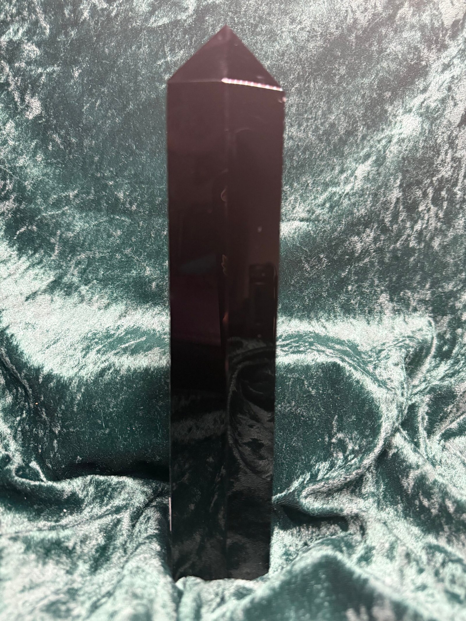 Large Black Obsidian Tower with Chakra Engraving - Image 3
