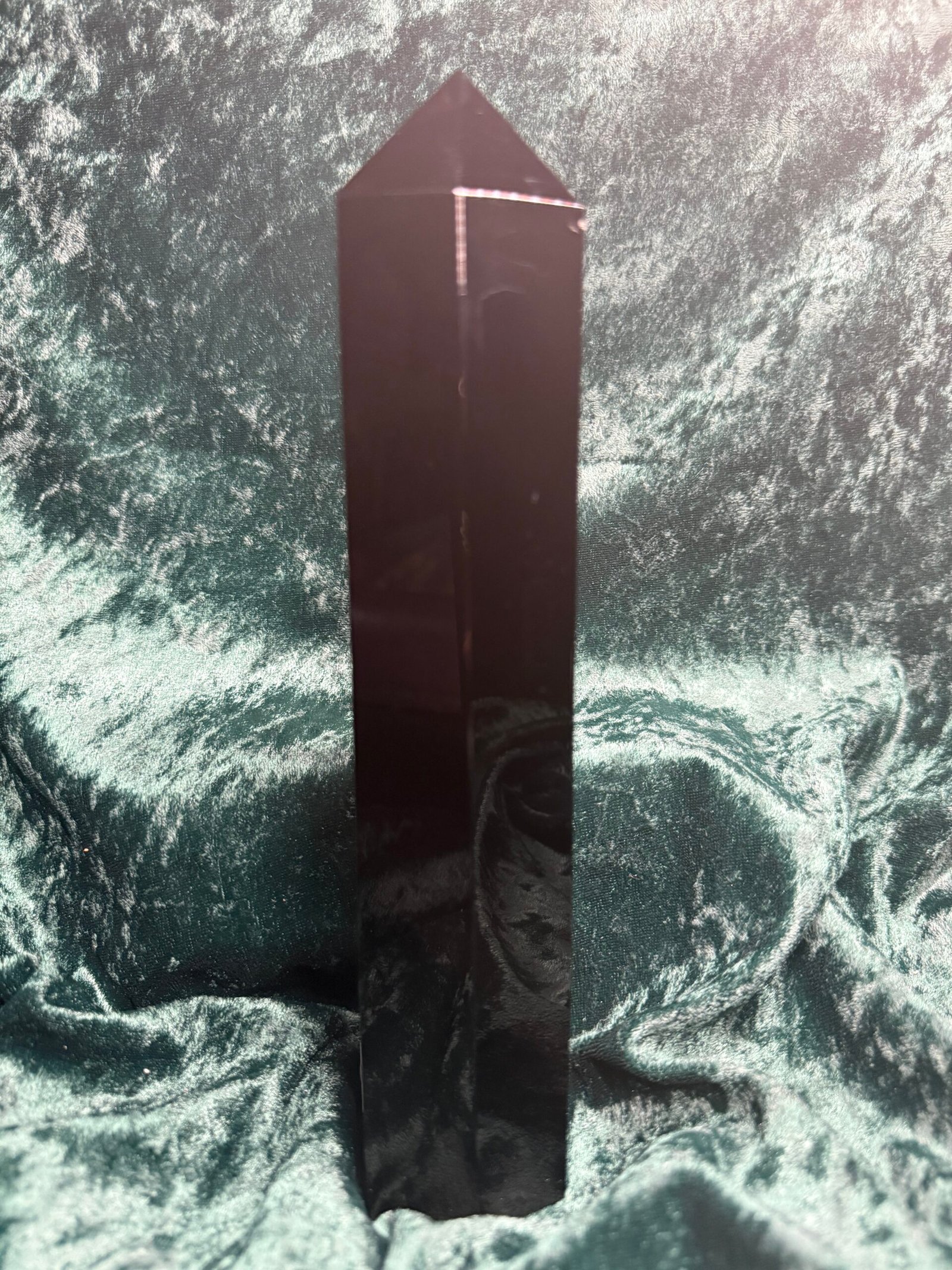 Large Black Obsidian Tower with Chakra Engraving - Image 4