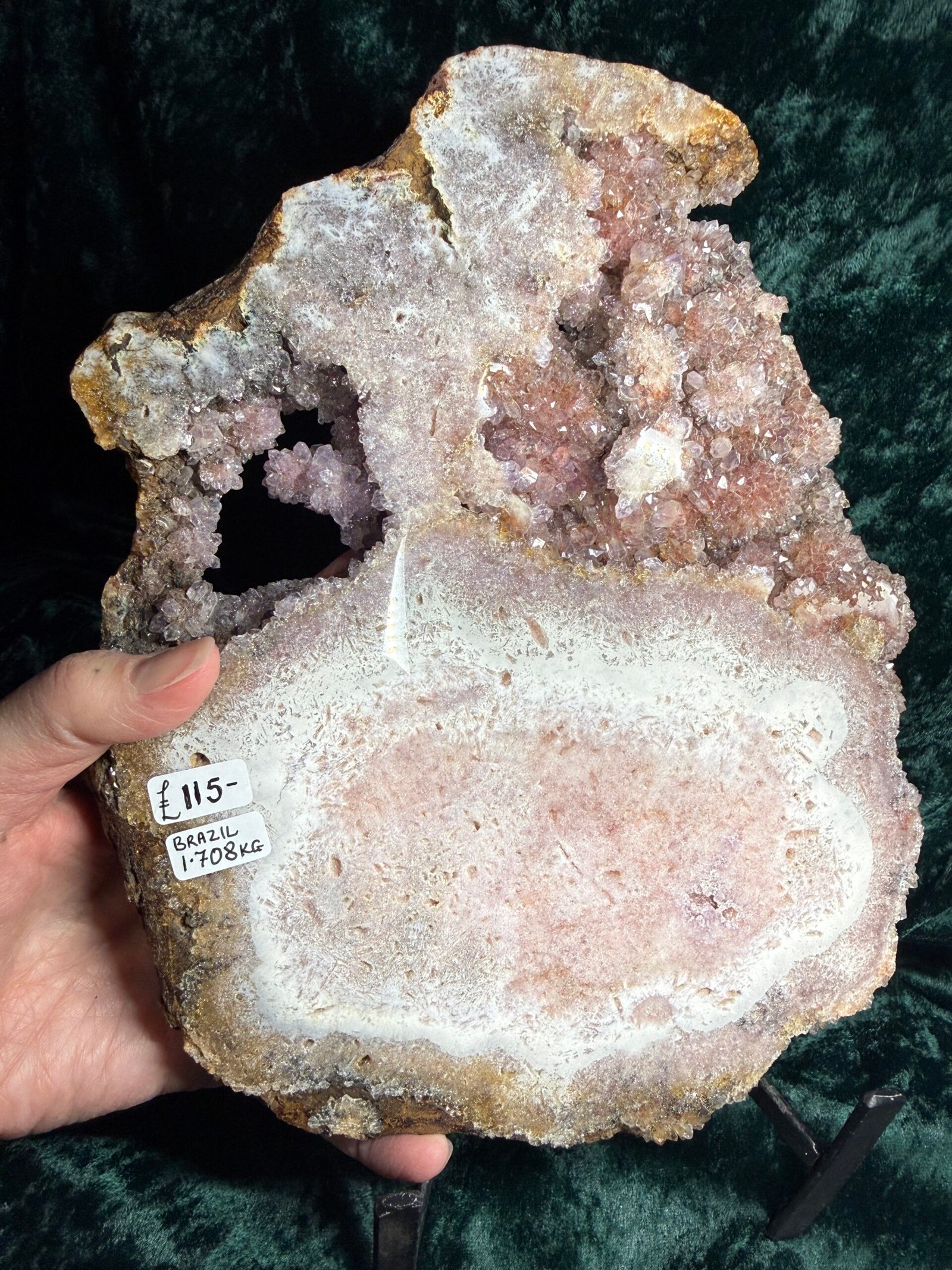 Pink Amethyst Polished Slice on Stand - Image 6