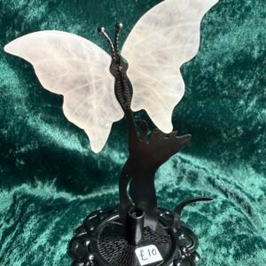 Rose Quartz Butterfly on Custom Cat Stand