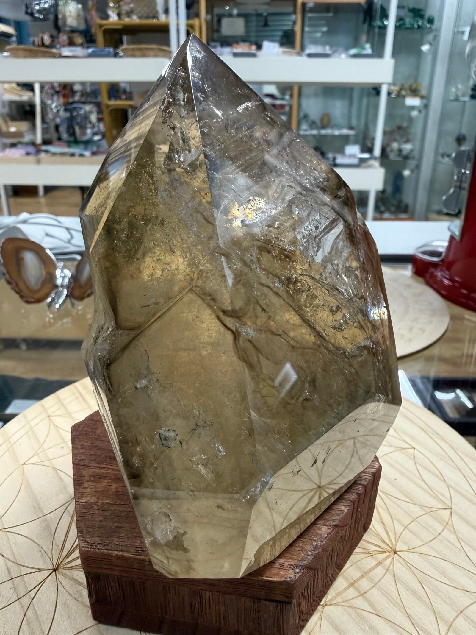 Large Natural Brazilian Polished Elestial Citrine Freeform - Image 15