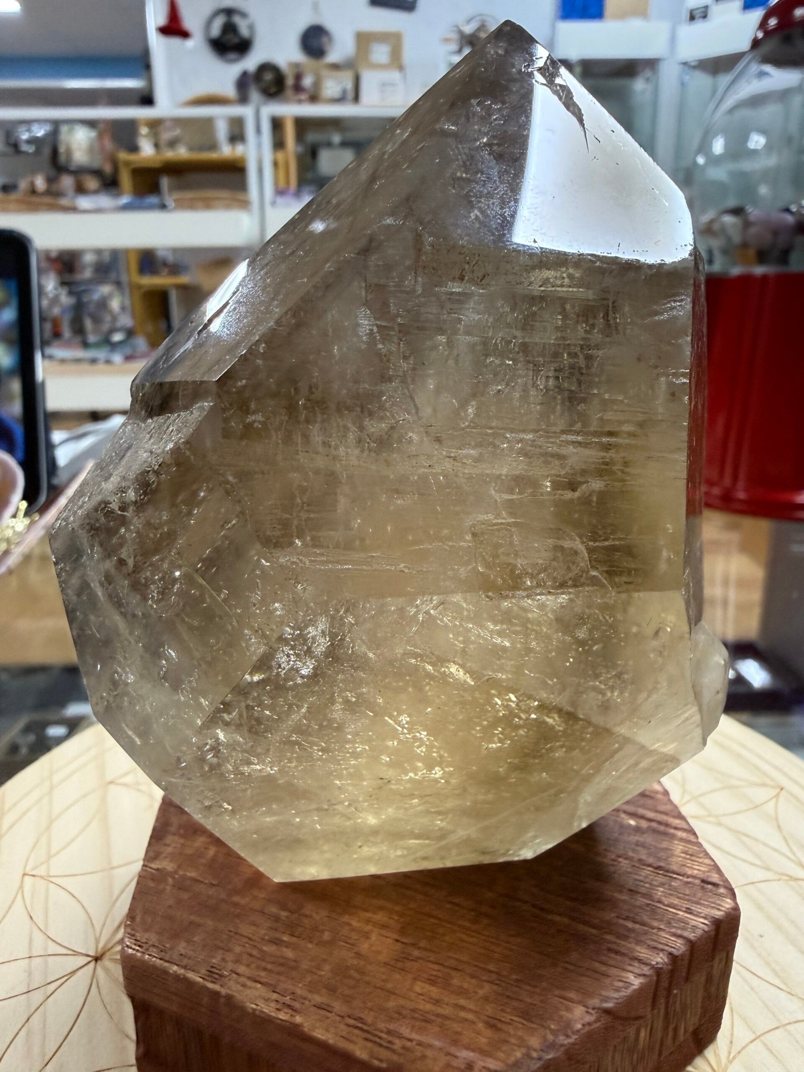 Large Natural Brazilian Polished Elestial Citrine Freeform - Image 13
