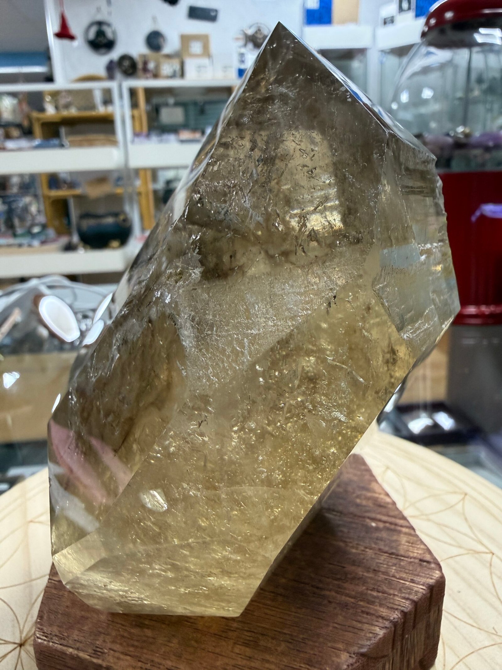 Large Natural Brazilian Polished Elestial Citrine Freeform - Image 12