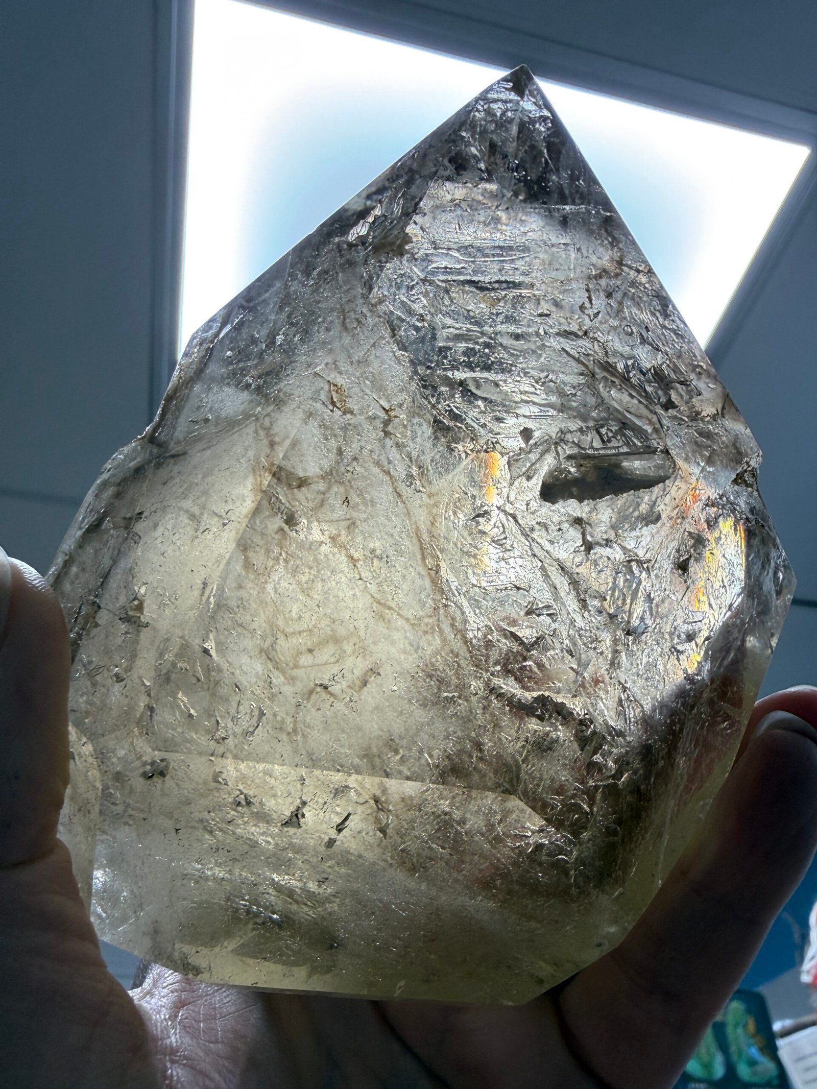 Large Natural Brazilian Polished Elestial Citrine Freeform - Image 10