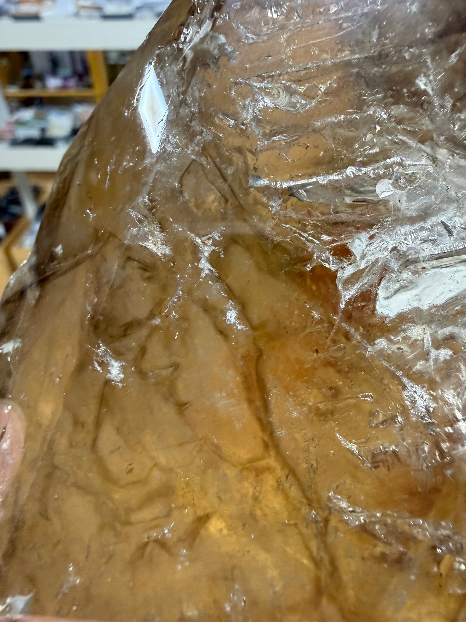 Large Natural Brazilian Polished Elestial Citrine Freeform - Image 9