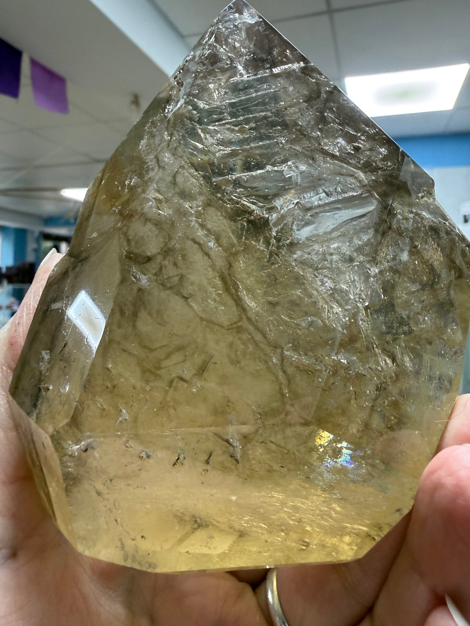 Large Natural Brazilian Polished Elestial Citrine Freeform - Image 8