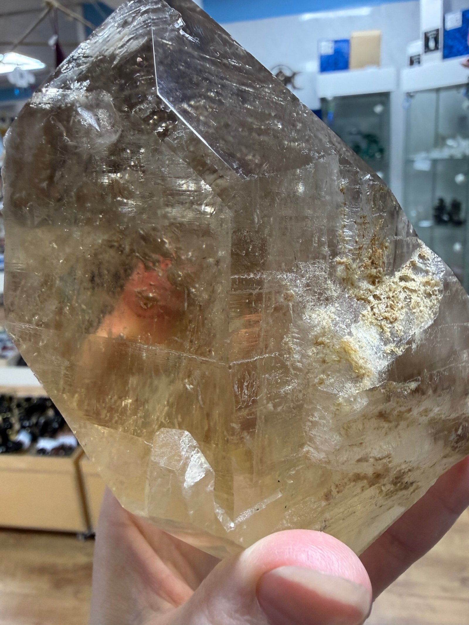 Large Natural Brazilian Polished Elestial Citrine Freeform - Image 7