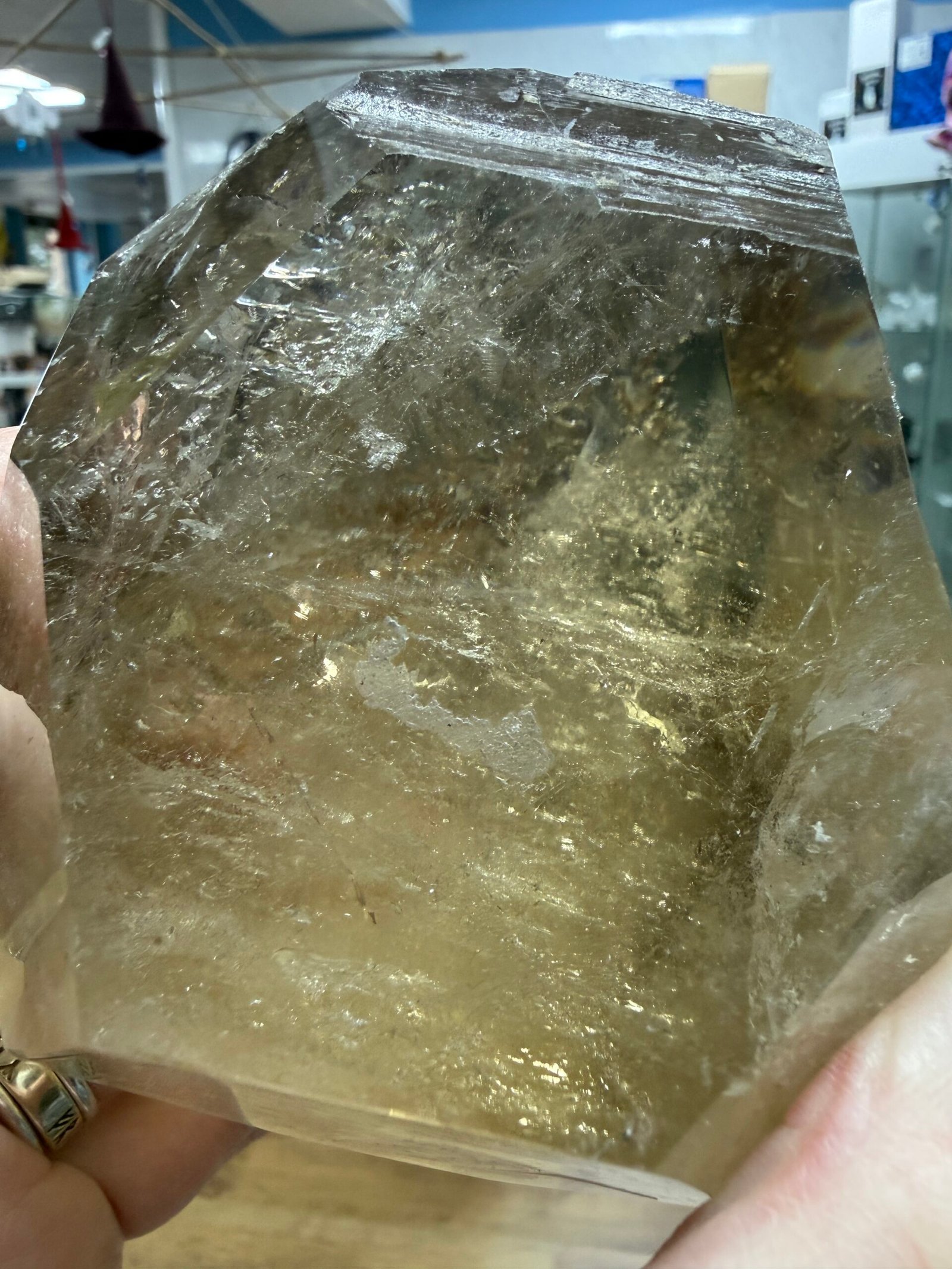 Large Natural Brazilian Polished Elestial Citrine Freeform - Image 6