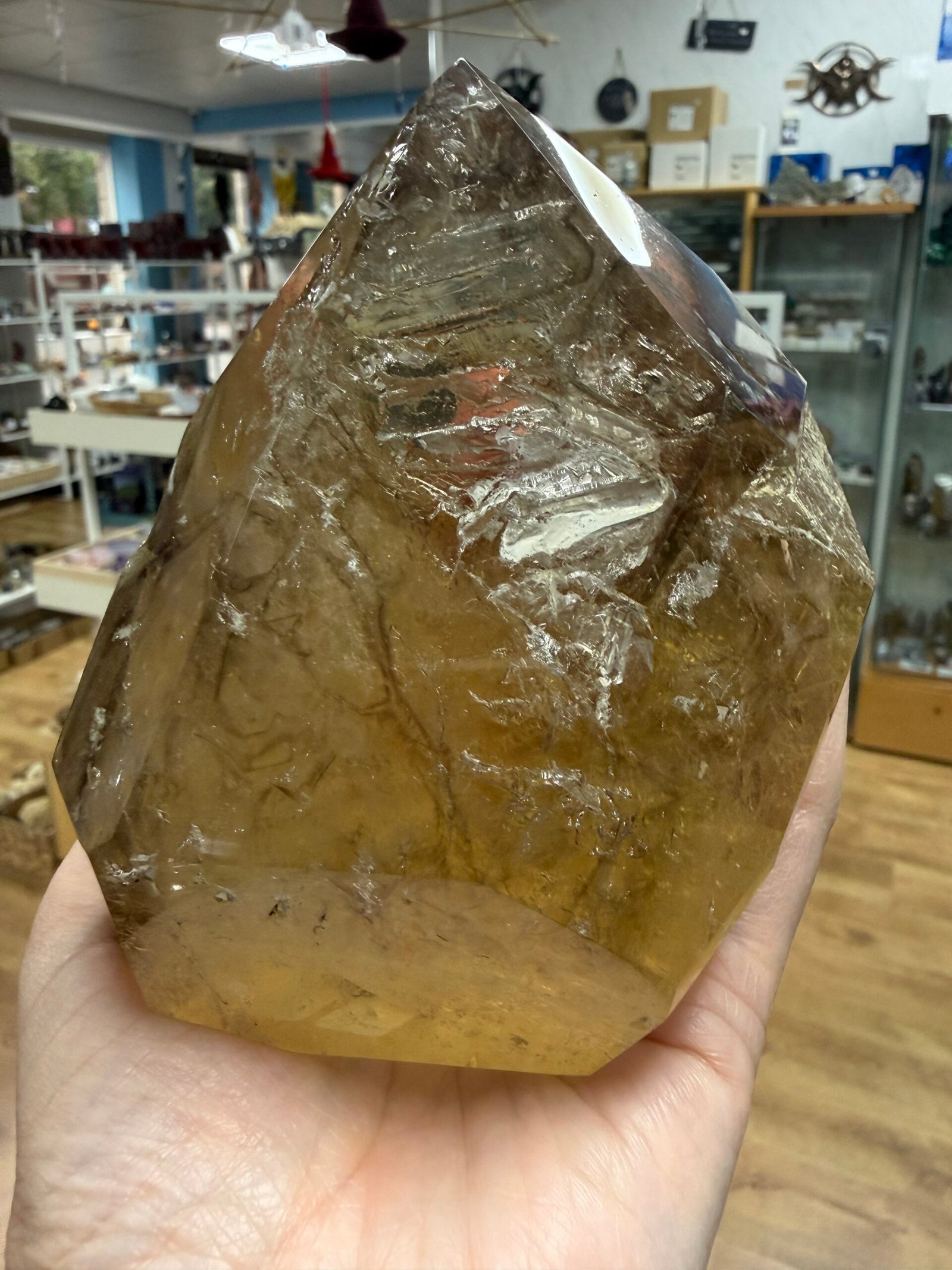 Large Natural Brazilian Polished Elestial Citrine Freeform - Image 5