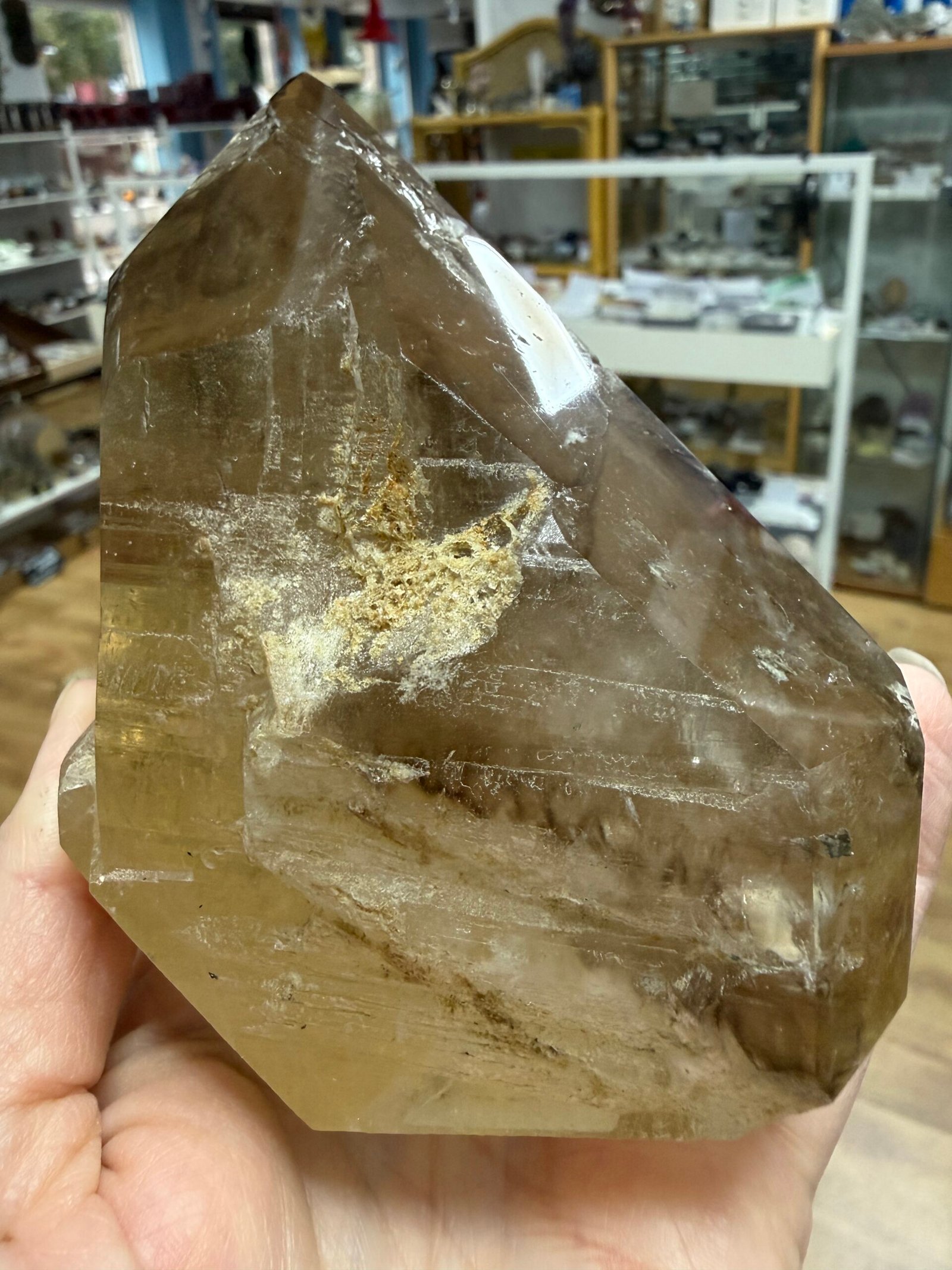 Large Natural Brazilian Polished Elestial Citrine Freeform - Image 3