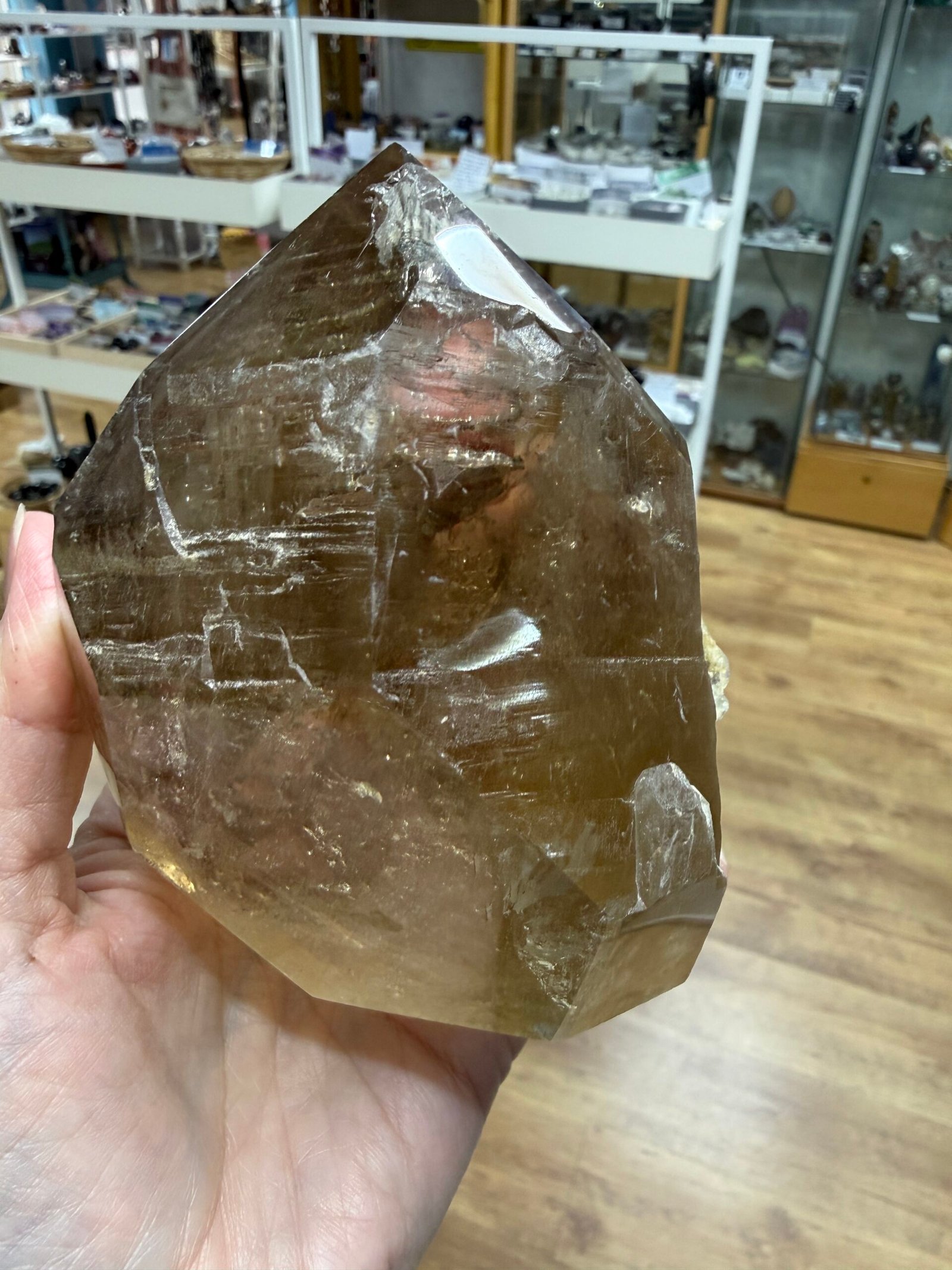 Large Natural Brazilian Polished Elestial Citrine Freeform - Image 2