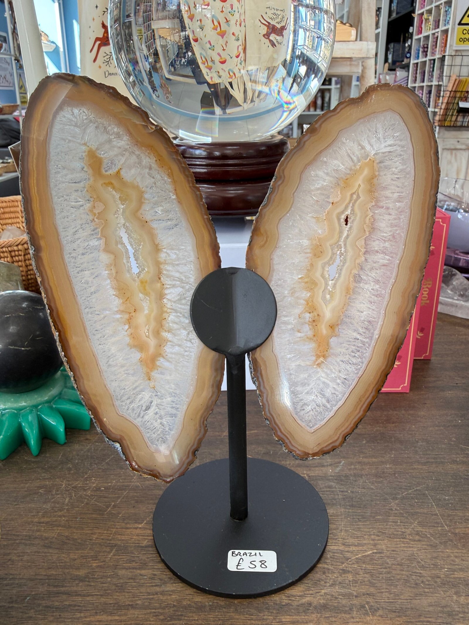 Agate Slice Butterfly on Custom Stand