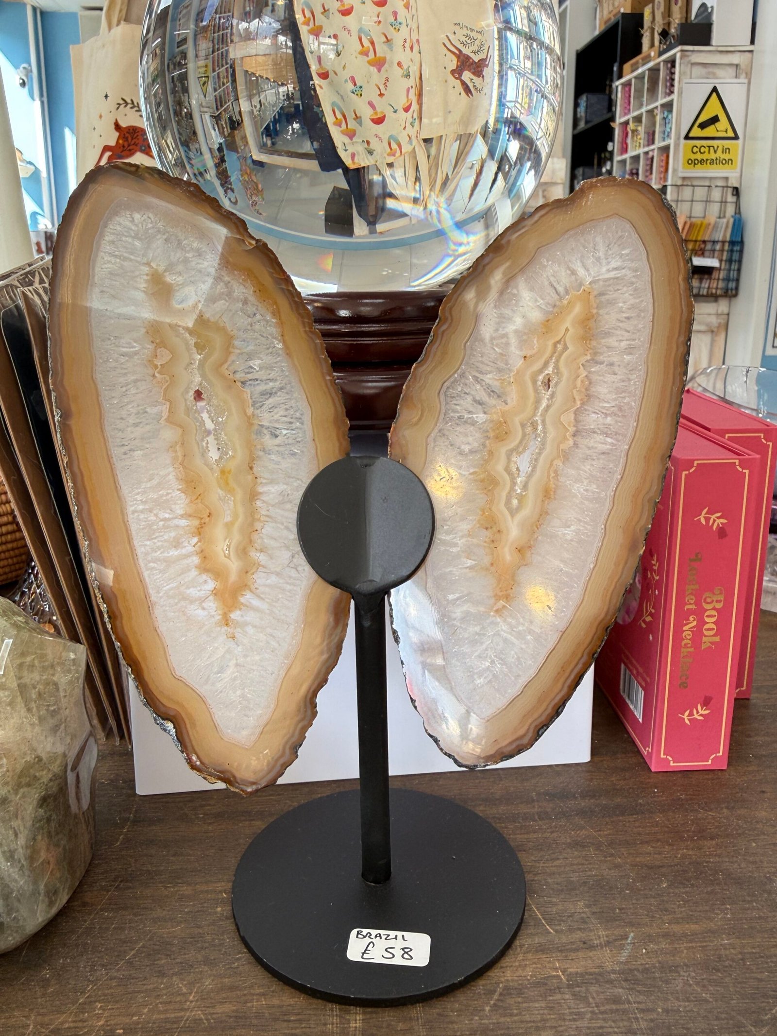 Agate Slice Butterfly on Custom Stand - Image 3