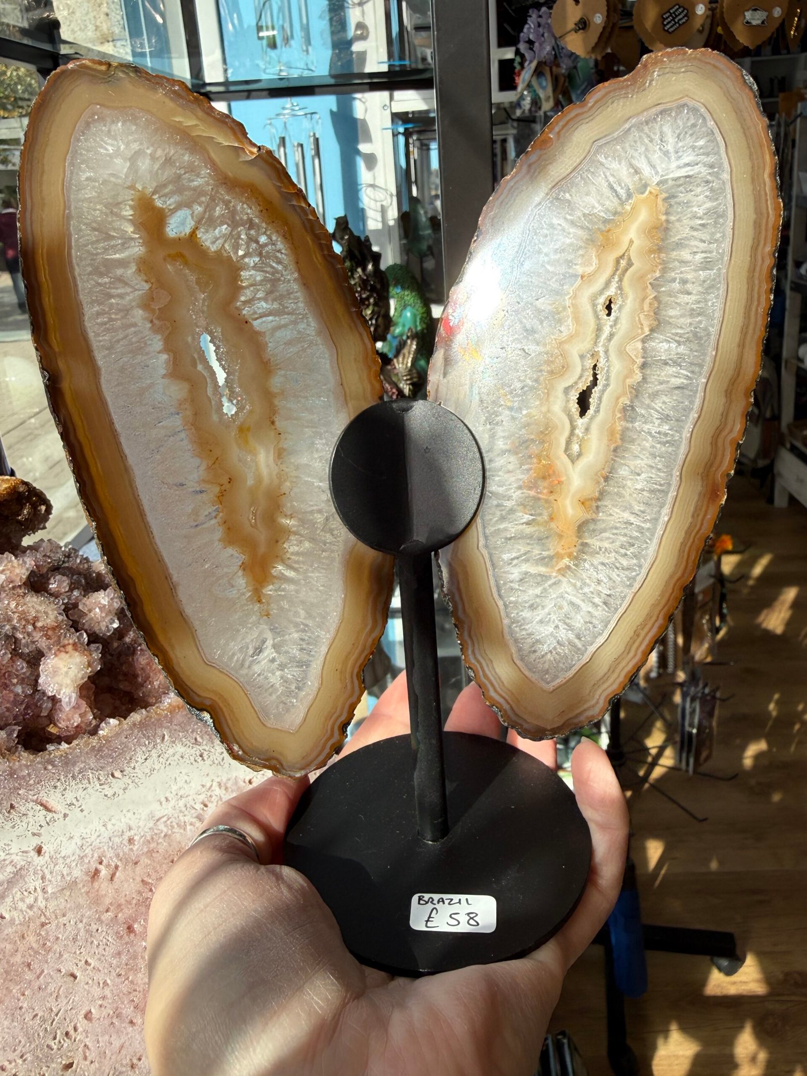 Agate Slice Butterfly on Custom Stand - Image 5