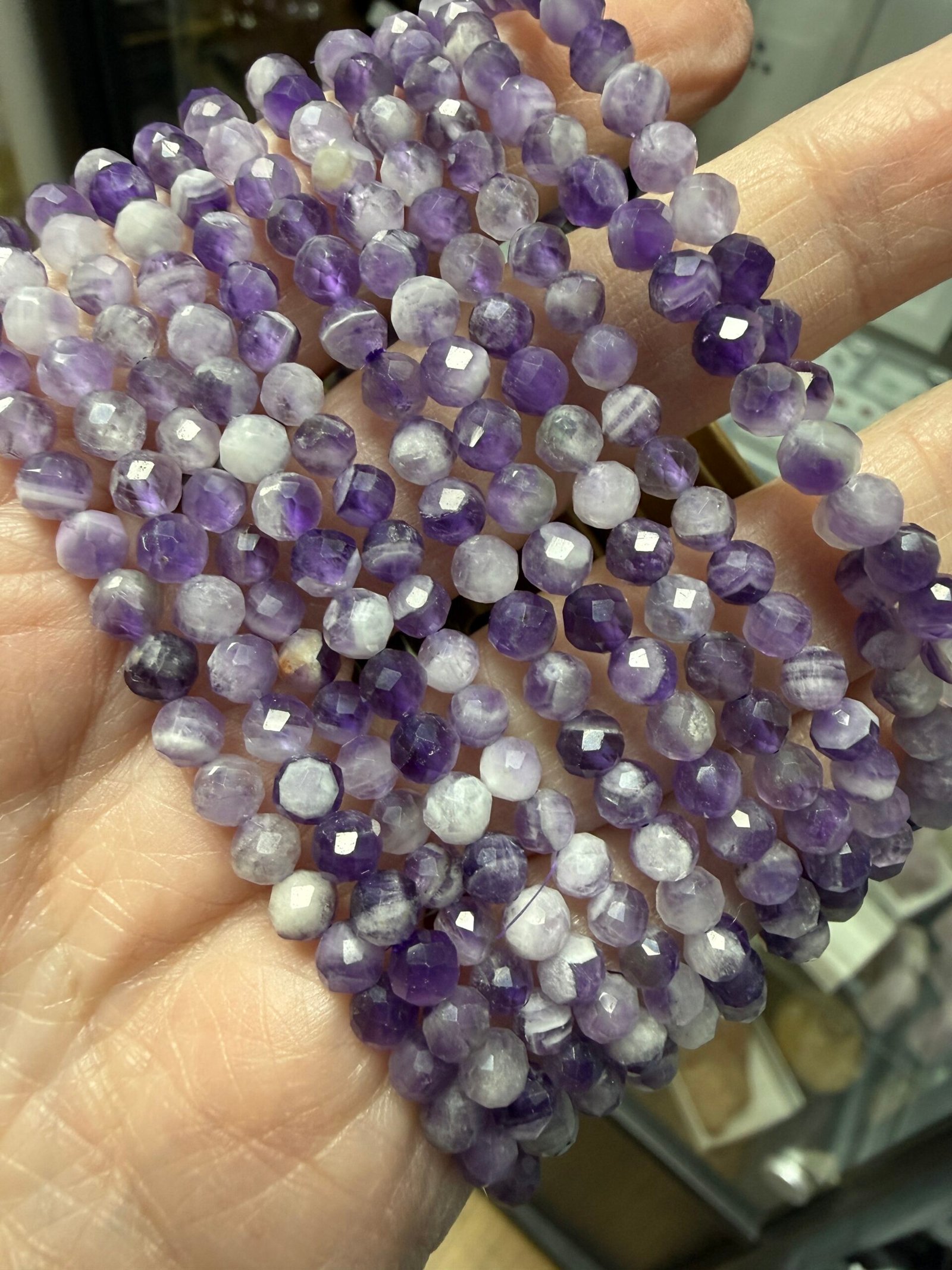 Faceted Bead Chevron Amethyst Bracelet