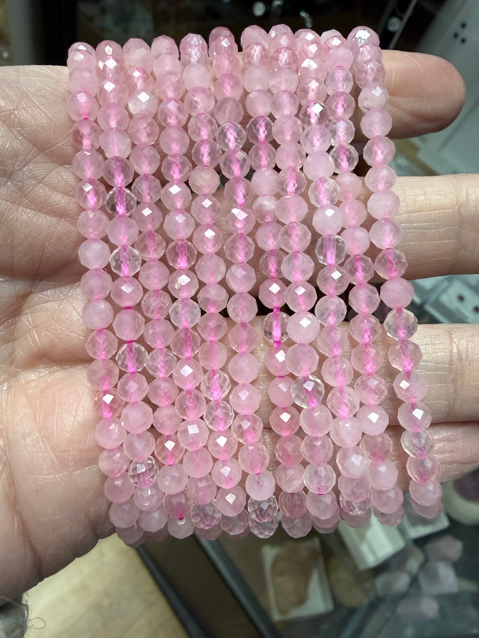 Faceted Bead Rose Quartz Bracelet