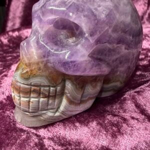Amethyst & Agate Skull Carving