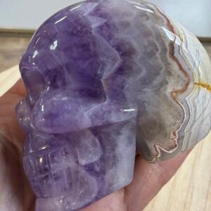 Amethyst and Agate Skull Carving