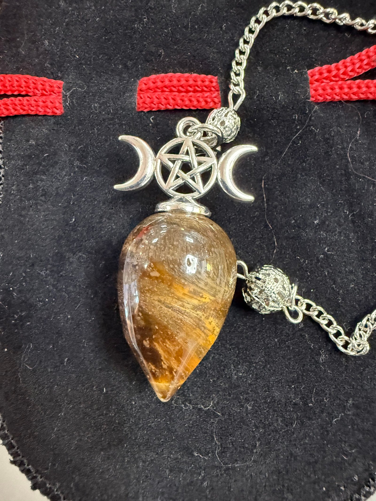 Tiger Eye Triple Moon Pendulum