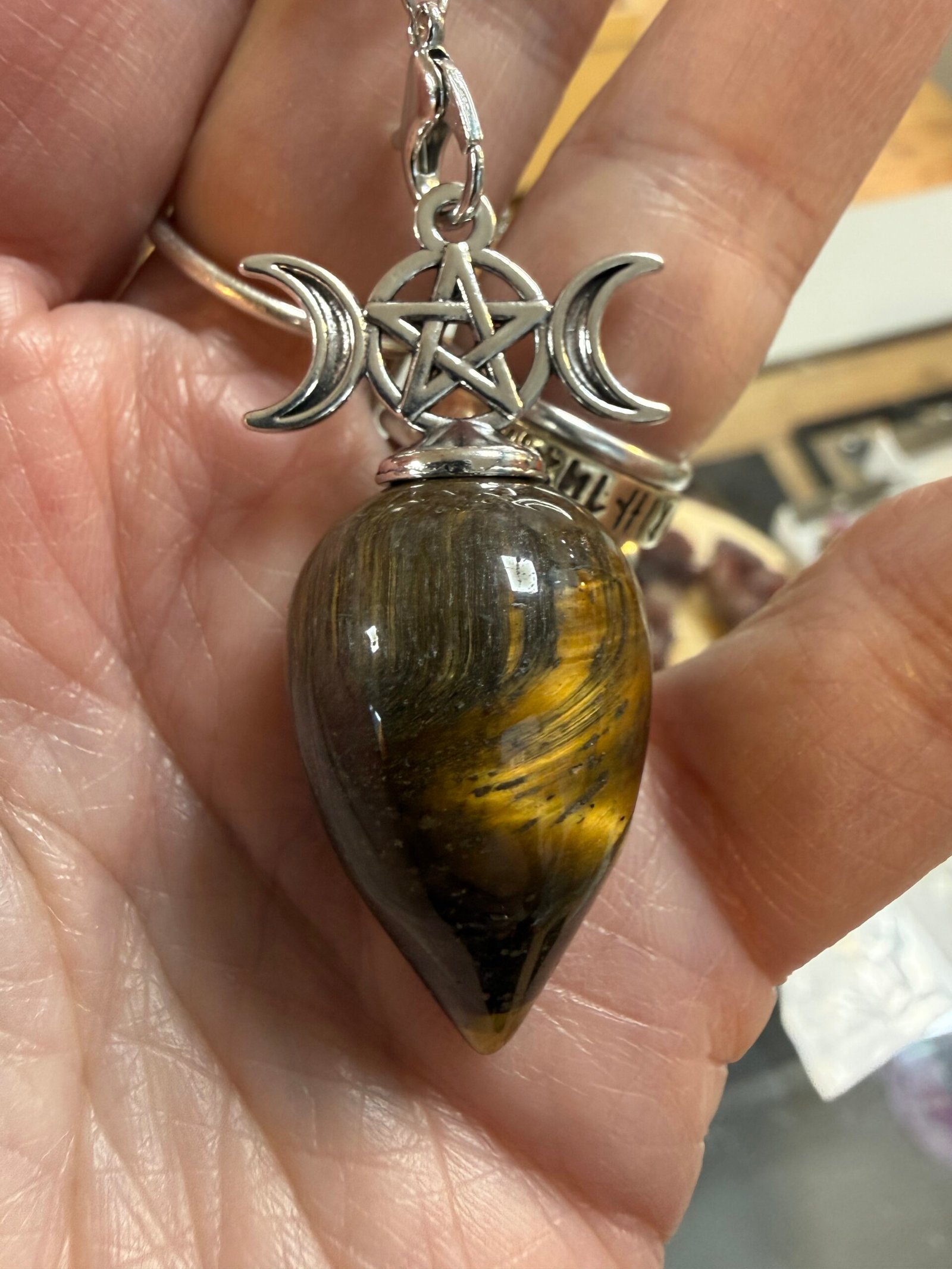 Tiger Eye Triple Moon Pendulum - Image 2