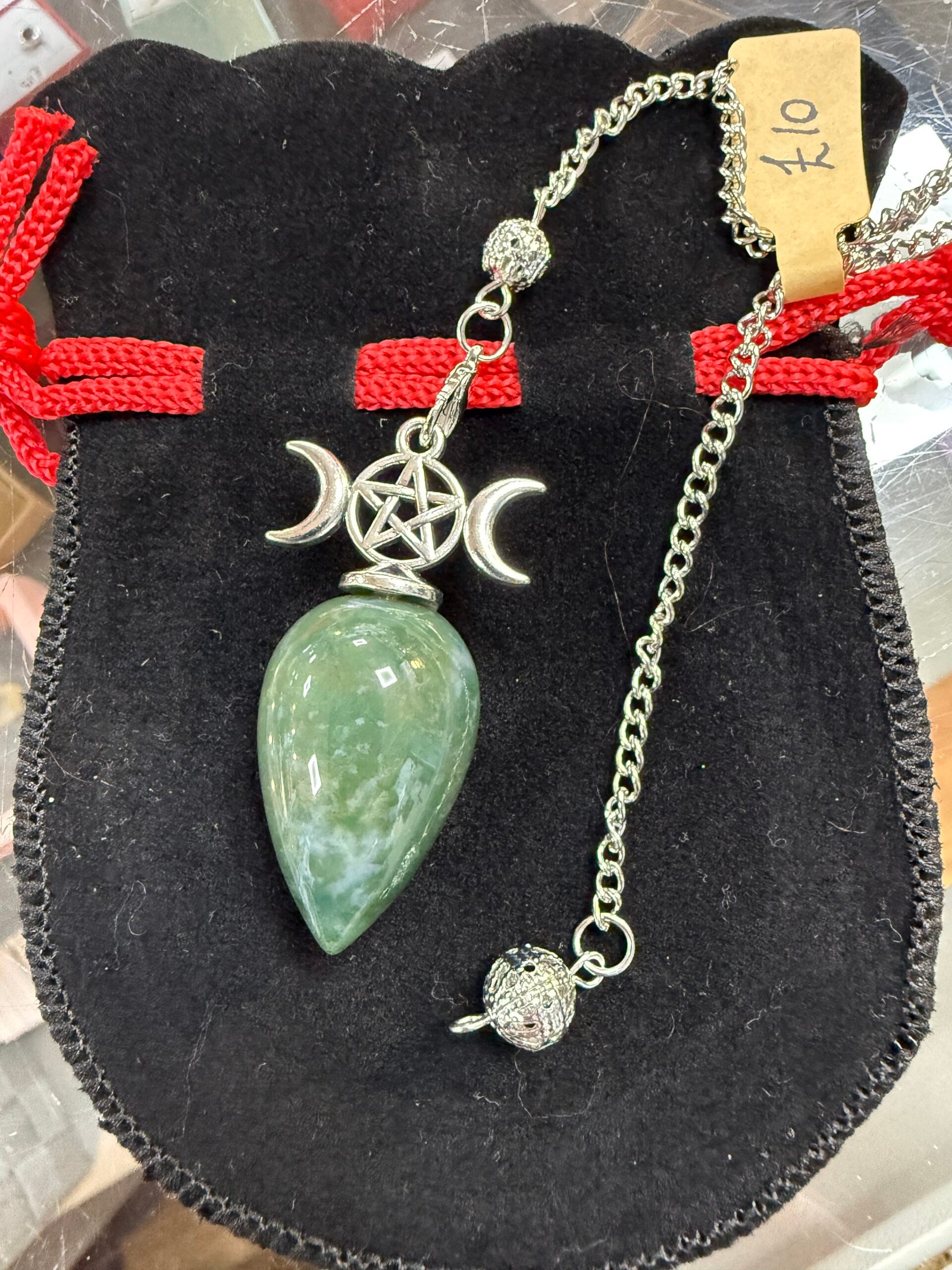 Indian Agate Triple Moon Pendulum