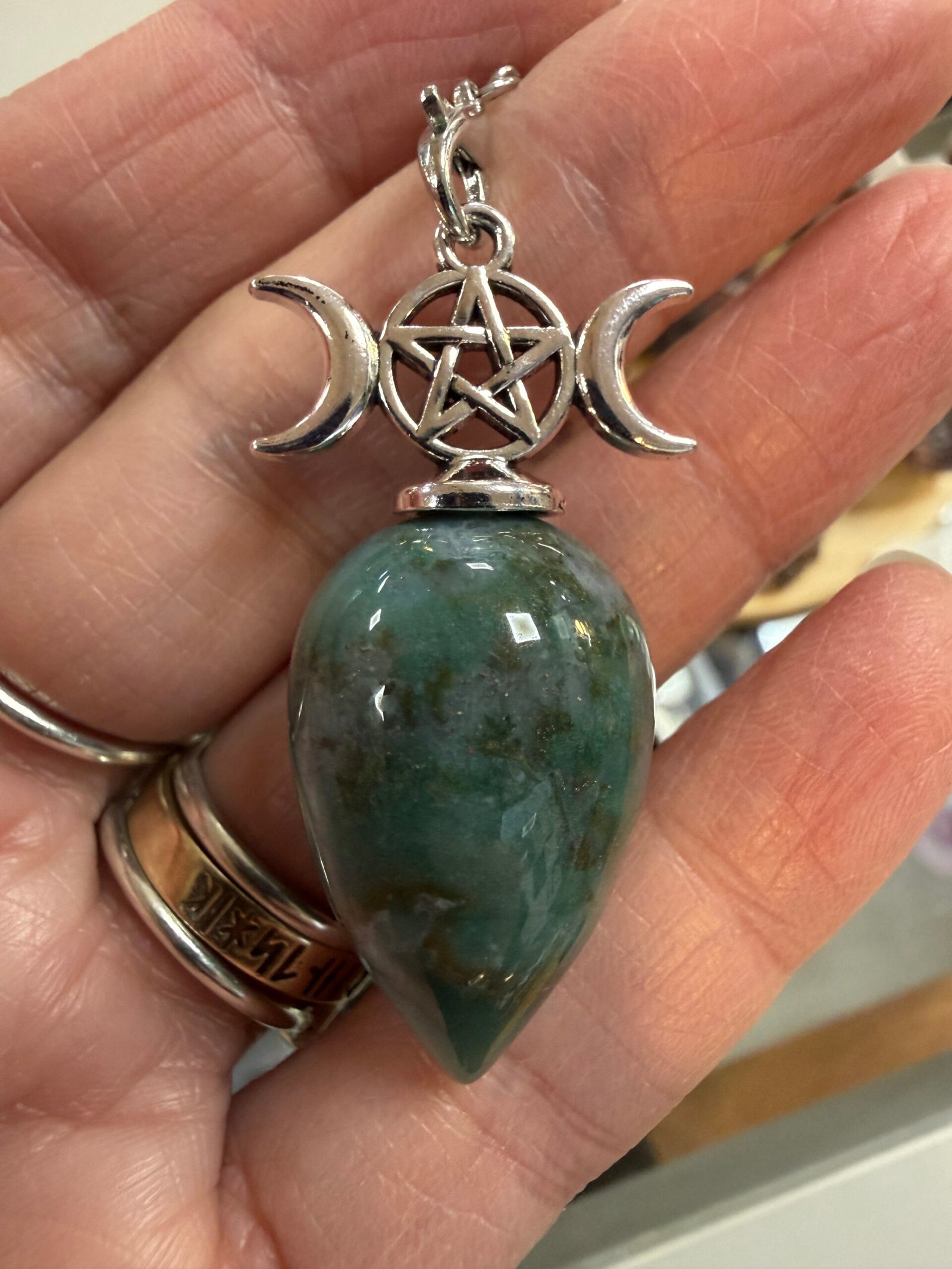 Indian Agate Triple Moon Pendulum - Image 3