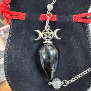 Black Obsidian Triple Moon Pendulum