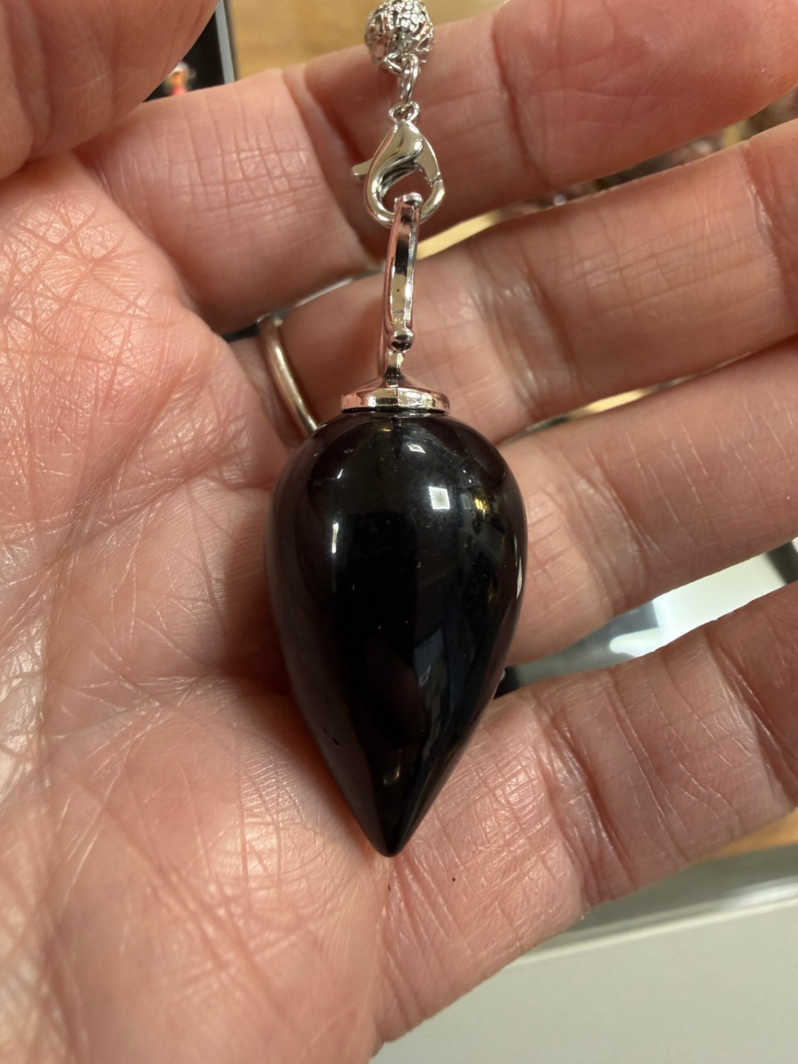 Black Obsidian Triple Moon Pendulum - Image 3